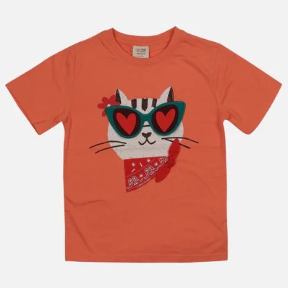 Du Pareil au même Orange French Cat Tshirt. Size 4